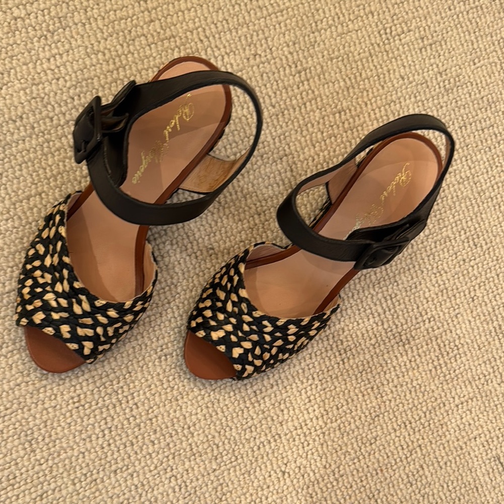 Robert Clergerie raffia wedge sandals